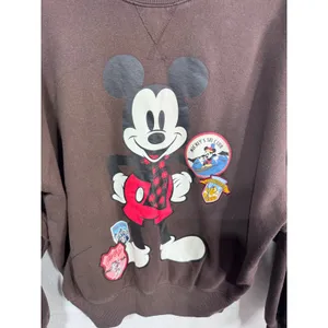 Disney Women's XS Brown Sweatshirt Mickey Mouse Ski Club Graphic Pullover thumbnail 3