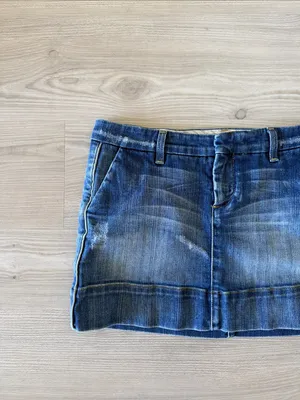 Vintage Y2K Bebe Denim Mini Skirt Low Rise Distressed Made In USA thumbnail 3