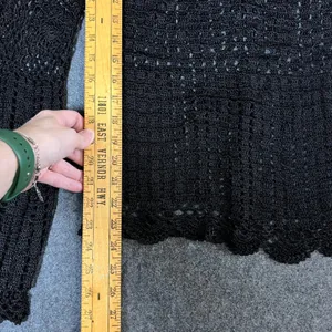 Bette Paige Black Crochet Cardigan XL Bell Sleeve Scallop Hem Boho Whimsigoth thumbnail 5