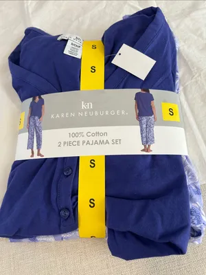 Karen Neubueger 100% cotton 2 Piece Pajama Set, Purple, size Small, NEW NWT thumbnail 2