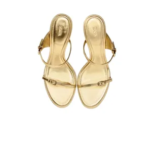 ZARA Metallic Gold Strap Stiletto Heels Sandals 3.1" 9 EUC thumbnail 12