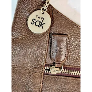 Brown Pebbled Leather Hobo Shoulder Bag The Sak Minimalist Zip Pocket Purse Y2K thumbnail 3