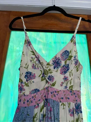 Angie pink and purple floral patchwork dress thumbnail 5