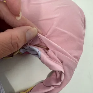 Aerie Bandeau Cut Out Bikini Top Dainty Bow Floral‎ Retro Purple Pink Size S thumbnail 7