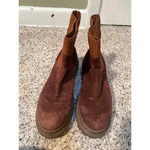 Women's Side 8 Boots Faux Suede Tan Brown Ribbed Mid-Calf Pull On Stretch thumbnail 7