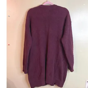 Natural Life Cozy Up Sweater Dress Purple Maroon Knit Cozy Long Sleeve Size L thumbnail 4