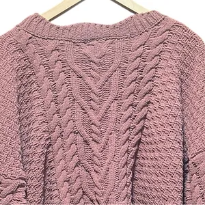 POL Rose Cable Knit‎ Chunky Shark Bite Hem Boxy Sweater Size Medium thumbnail 8