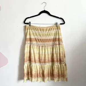 VTG Y2K 2000s‎ Tiered Maxi Skirt Large Cottagecore Milkmaid Prairie Hippie thumbnail 2