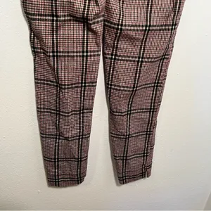Hollister Women's Sz Small Ultra High-Rise Pant Plaid Houndstooth Beige Burgundy thumbnail 10