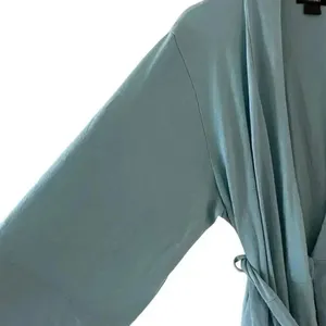 Națori Light Blue Soft Casual Loungewear Women’s Robe Tie Pockets SZ S # 1756 thumbnail 7