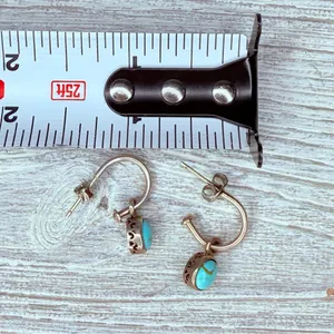 Turquoise tone oval gem dangle earrings in silver tone set Jewlery accessories thumbnail 5