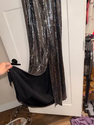 Silver mirror ball style prom dress Size M thumbnail 3
