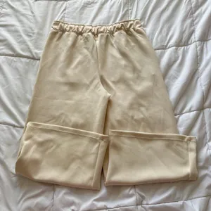 T/S by Thrive Cream Wide Leg Lounge Pants High Rise Beige Medium Quiet Luxury thumbnail 7