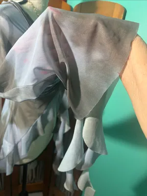Sheer Knot-Front Blouse in Misty Blue thumbnail 8