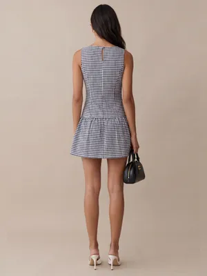 NWT Few Moda Ruth Dress size 2 Navy gingham mini drop waist kourt anine bing thumbnail 3