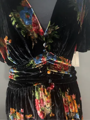 NWT Anthropologie Katerina Button Front Velvet Floral Whimsygoth Maxi Dress Med thumbnail 3