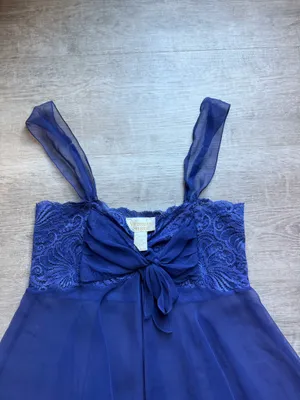 Victoria's Secret Gold Label Vintage Chiffon Lace Babydoll Size M Periwinkle thumbnail 3