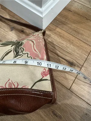 LIZ CLAIBORNE Vintage 90s Cottagecore Pink Floral Cream Canvas Shoulder Bag thumbnail 8