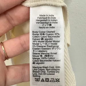J. Crew XXS Cream Vintage rib T-shirt with cotton poplin puff sleeves Chic Femme thumbnail 3