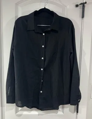 Brand New linen Set , pants and Top Black Size M thumbnail 1