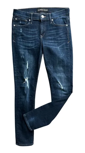 Express super skinny mid rise dark wash jeans thumbnail 1