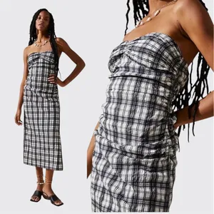 Free People Brandie Plaid Strapless Midi Dress Size Small thumbnail 4