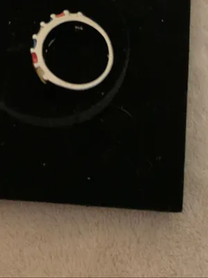 Gold-Tone Band Ring with Red, Blue and Cream Enamel Panels thumbnail 6