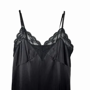 Y2K Women's Black Lace Satin Slip Dress XS-S Coquette Boudoir Nightgown Romantic thumbnail 4