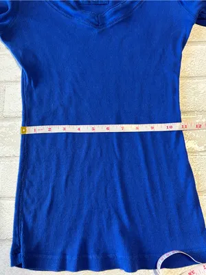 Aerie Henley Y2K 90s Women’s Long Sleeve V-Neck Top - Electric Blue thumbnail 5