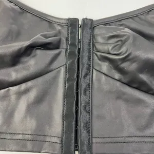 Black Faux Leather Hook Front Crop Bralette Top Corset‎ Style thumbnail 9
