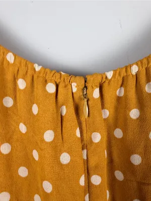 Reformation yellow white polka dot Arlene dress size 10 thumbnail 6