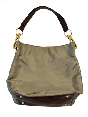 Braciano Olive and Dark Brown Shoulder Bag with Gold Hardware thumbnail 1