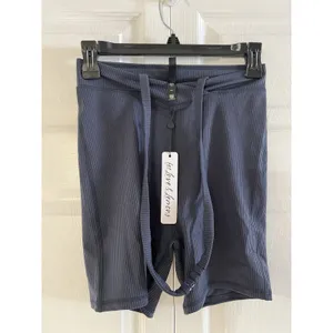 For Love & Lemons Chloe Midnight Blue Waist Strap Ribbed‎ Bike Shorts S thumbnail 6