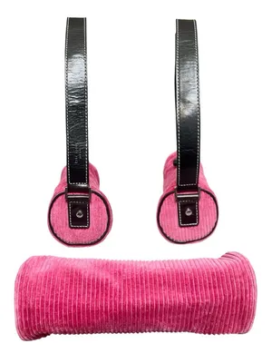 Kate Spade Pink Corduroy Barrel Shoulder Bag w Leather Trim & Contrast Stitching thumbnail 3