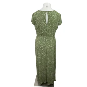 MNG Mango Green Floral Short Sleeve V Neck Empire A Line Maxi Dress Size 10 thumbnail 3