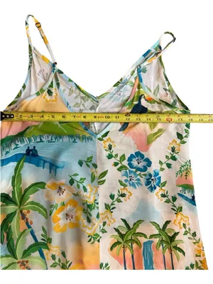 Farm Rio Tropical Floral Slip Dress in Yellow, Blue & Green Size Small thumbnail 14