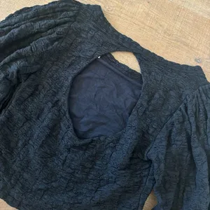 free people lace black open cutout back puff sleeve crop top thumbnail 6