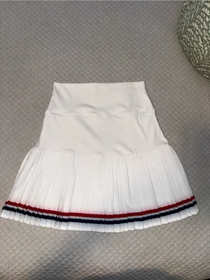 Beach Riot White Pleated Mini Skort with Red & Navy Stripes thumbnail 7