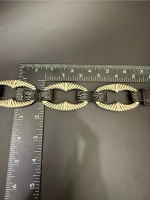 Vintage BRIGHTON B3094 Black Croc Leather Silver-plated Oval Links Belt Size 32 thumbnail 9