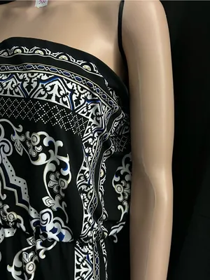 White House Black Market Black & White Printed Strapless Dress thumbnail 3