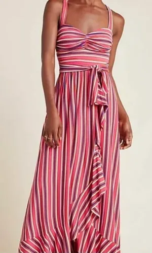Anthropologie Maeve Gabriela Sleeveless Faux Wrap Ruffle Maxi Dress NWT Small thumbnail 1