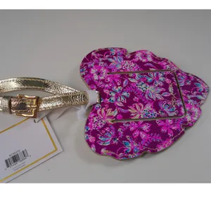 Lilly Pulitzer Amarena Cherry Palm Leaf Luggage Tag Gold Hardware 236210 NWT thumbnail 2