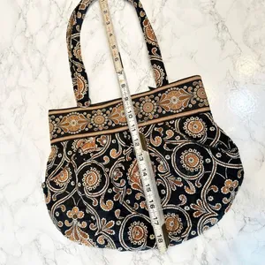 Vera Bradley Retired Black Brown Gold Paisley Boho Quilted Morgan Shoulder Bag thumbnail 9