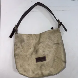 Dooney & Bourke Leather Handle Hobo‎ Canvas Faux Basket Weave Bucket Tote Bag thumbnail 4
