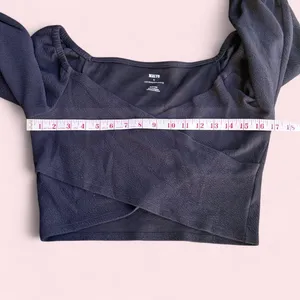 Anthropologie wrap blouse| Black Cropped Top thumbnail 5