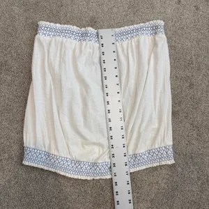 Anthropologie large Breezy Tube top linen embroidered smocked TS 3530 thumbnail 2