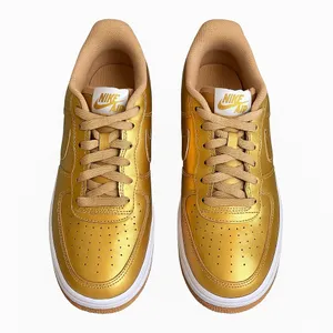 Nike Air Force 1 Low GS Metallic Gold Leather Sneakers 7Y Women's 8.5 Shoes GUC thumbnail 3
