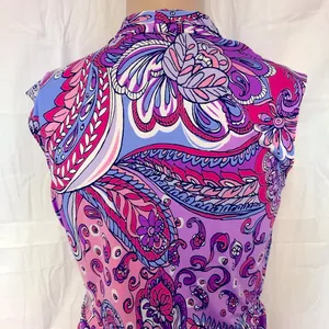 Karin Stevens Paisley Print Dress With Belt Size 10 thumbnail 10