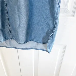 Everlane The Splitneck Jean Dress in Medium Washed Blue thumbnail 6