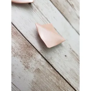 Vintage Clip On Earrings - Dusky Pink Pearlescent Folded Diamond Shape 1 & 3/8" thumbnail 3